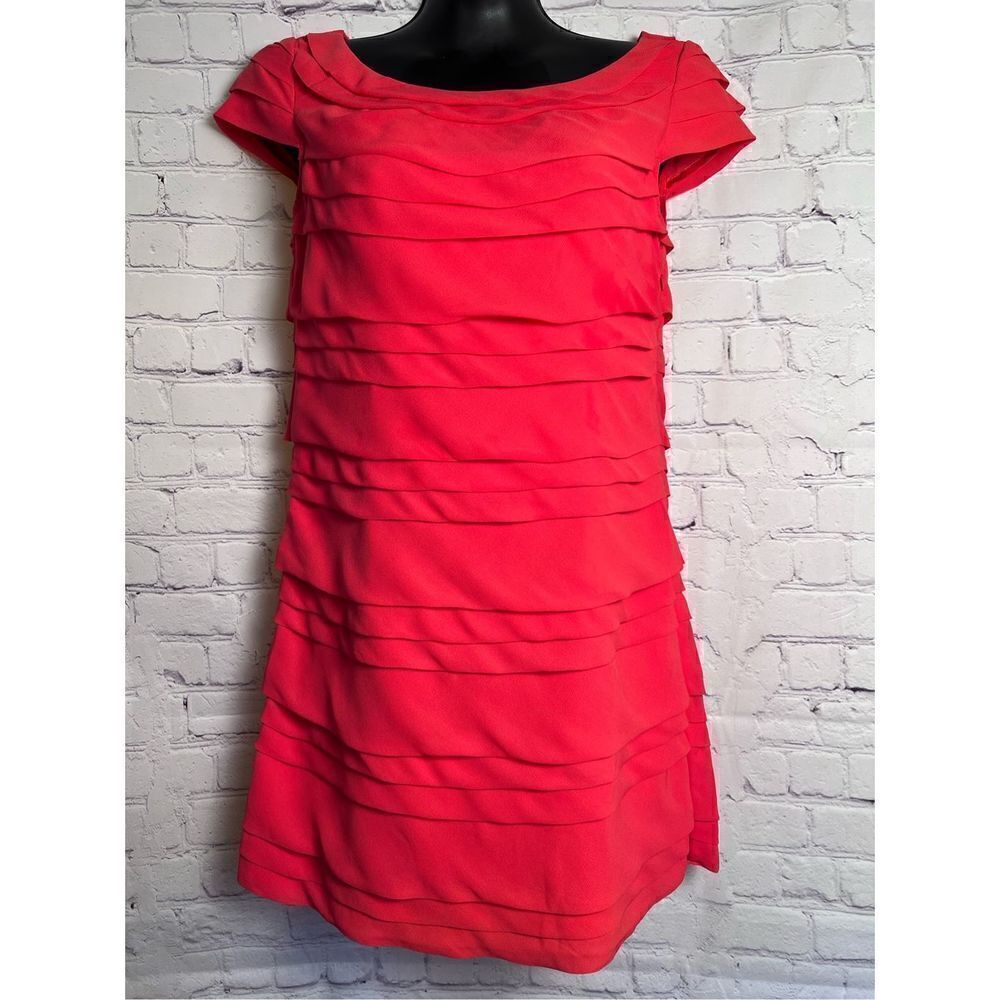 French Connection Penny coral layered dress SZ 6